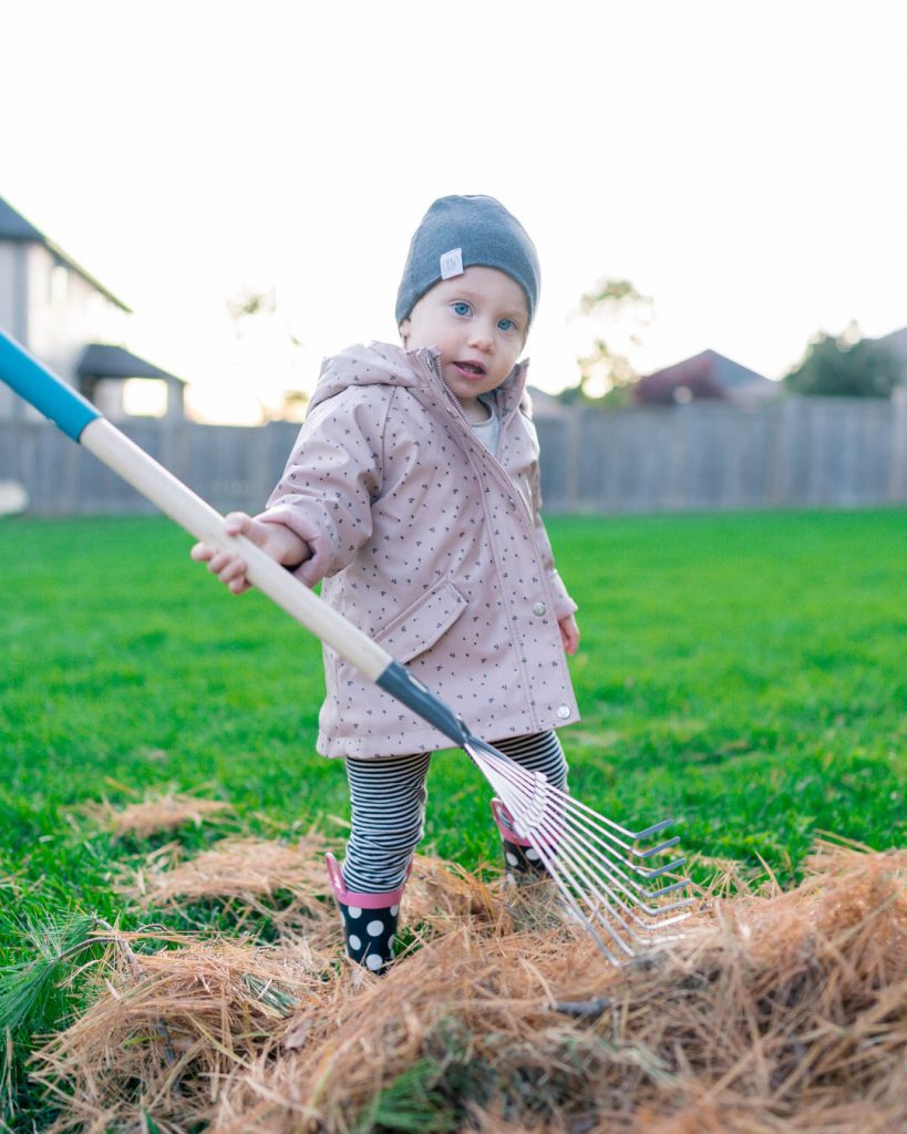 Raking Leaves For Gross Motor Development