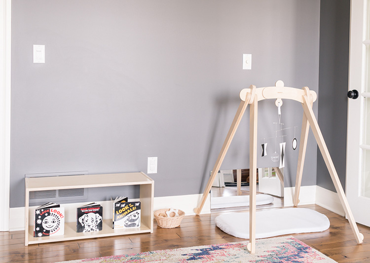 Wooden kitchen, Montessori style play corner