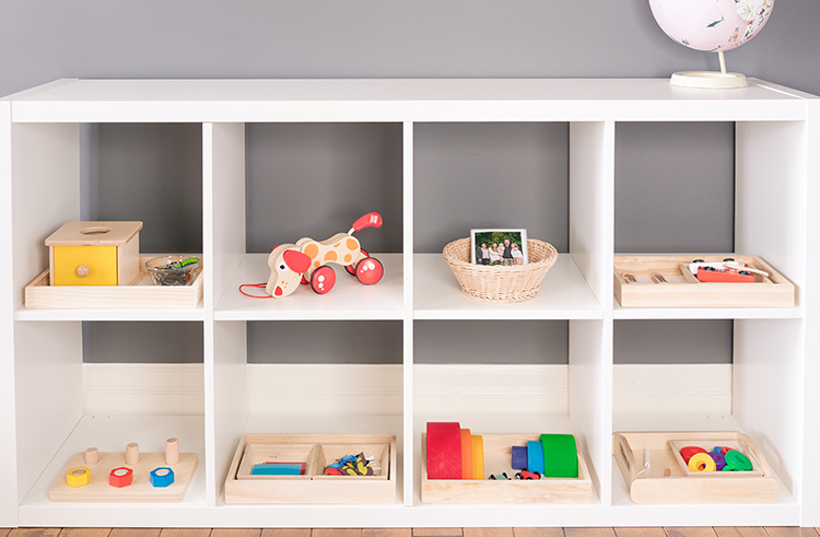 Wooden kitchen, Montessori style play corner